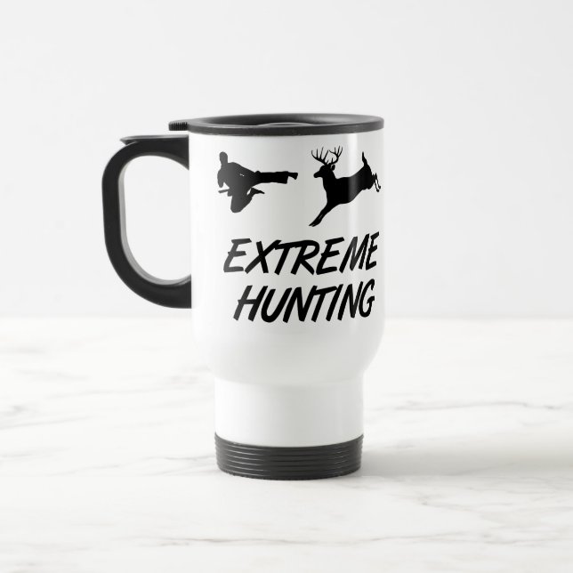 Extreme Hunting Karate Kick Deer Travel Mug (Left)