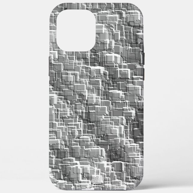 Extreme overlay mess of gray embossed squares Case-Mate iPhone case (Back)