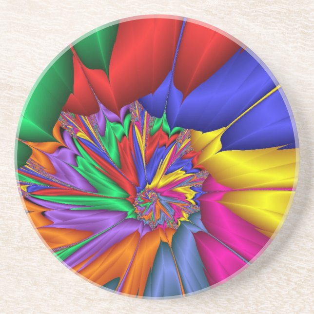 Extreme Rainbow Splash Sandstone Coaster (Front)