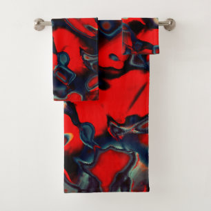 Extreme red spots on gray edges a dark background bath towel set