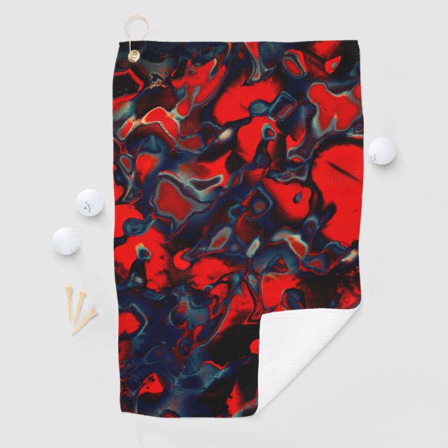 Extreme red spots on gray edges a dark background golf towel (InSitu)
