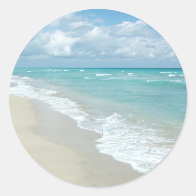 Extreme Relaxation Beach View White Sand Classic Round Sticker (Front)