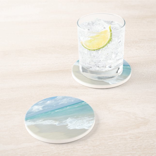 Extreme Relaxation Beach View White Sand Coaster (Side)