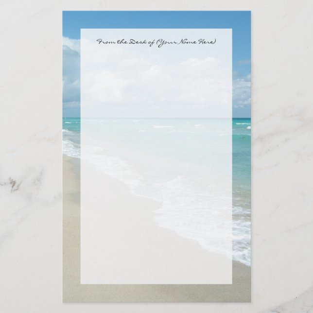 Extreme Relaxation Beach View White Sand Stationery (Front)
