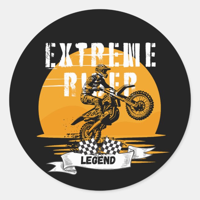 Extreme rider legend classic round sticker (Front)