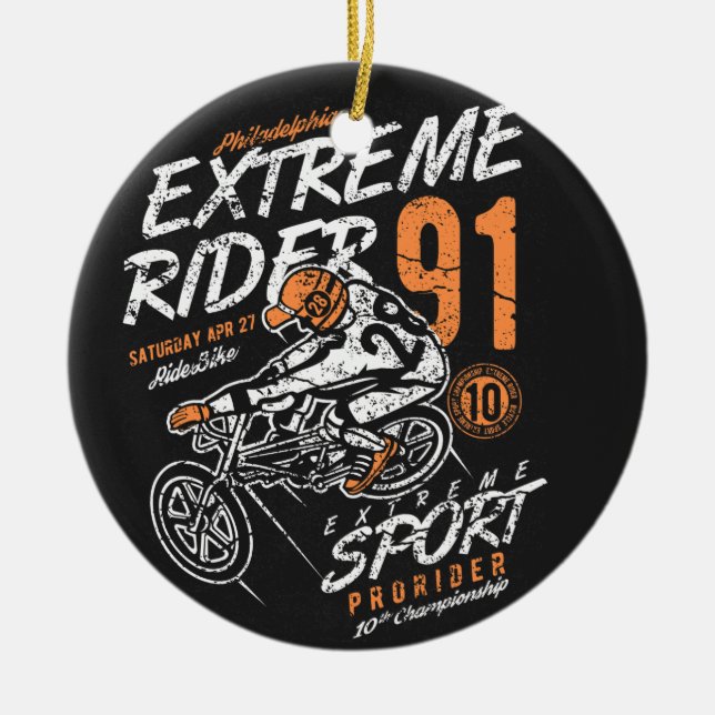 Extreme Rider Pro Rider BMX Ceramic Ornament (Front)
