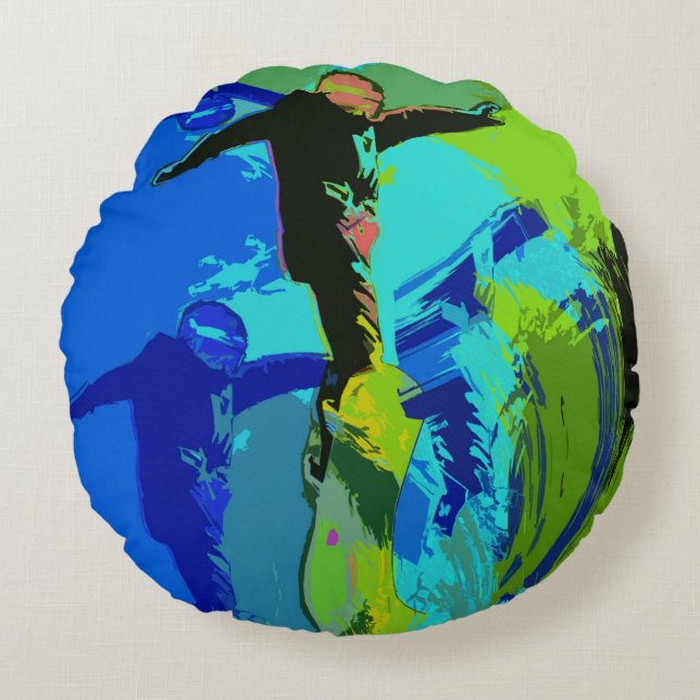 Extreme Riding- Snowboarders  Round Pillow (Front)