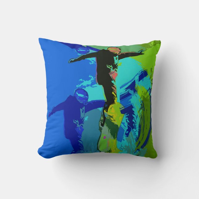 Extreme Riding- Snowboarders   Throw Pillow (Front)