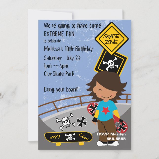 Extreme Skateboarding Party Invitation (Front)