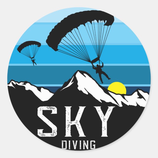 Extreme Skydiving Parachute Sports  Classic Round  Classic Round Sticker (Front)