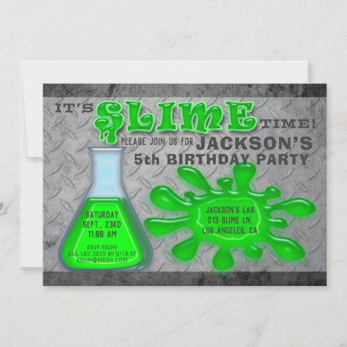 Extreme Slime Boys Birthday Party Invitation
