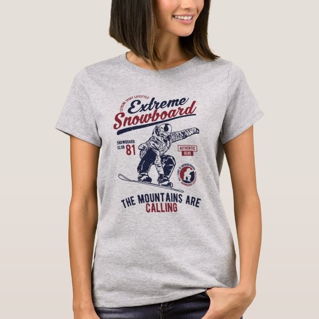 Extreme Snowboard, The Mountains are Calling T-Shirt (Front)