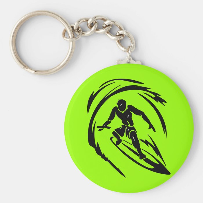 extreme_sport_003 SURFING DUDE TATTOO TRIBAL Keychain