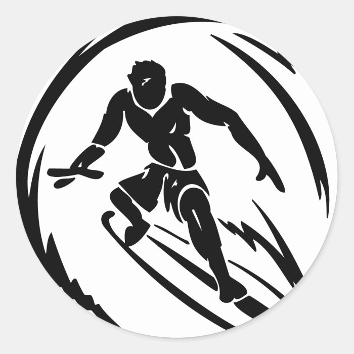 extreme_sport_003 SURFING DUDE TATTOO TRIBAL Round Sticker