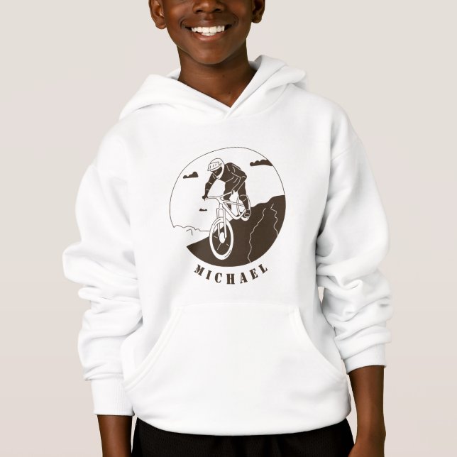 Extreme Sport Mountain Biking Cycling Cyclist Name Hoodie (Front)