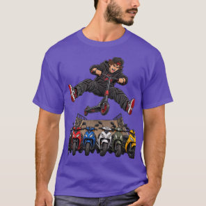 Extreme Stunt Scooter Jump Colorful Mopeds T-Shirt
