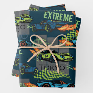 Extreme Tokyo Street Racing Pattern Wrapping Paper Sheets