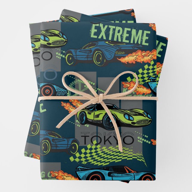Extreme Tokyo Street Racing Pattern Wrapping Paper Sheets (In situ)