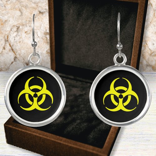 Extreme Yellow Biohazard Symbol Earrings