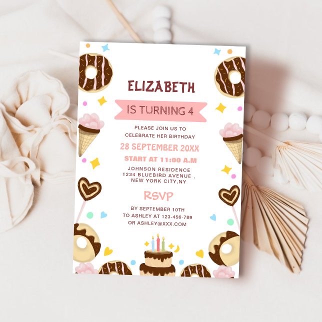 extremely cute sweet donut kid's birthday invitation (Creator Uploaded)