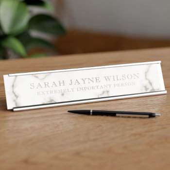 Extremely Important Modern Marble Faux Engraved Desk Name Plate by mothersdaisy at Zazzle