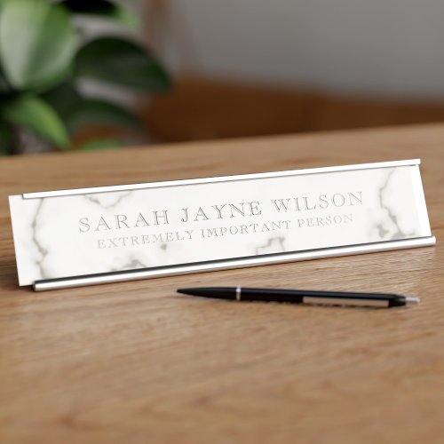 Extremely Important Modern Marble Faux Engraved Desk Name Plate