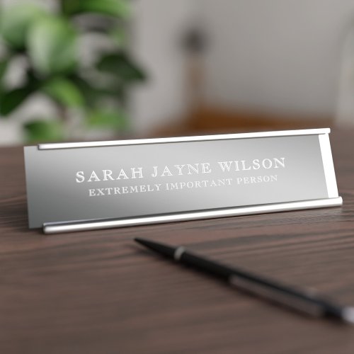 Extremely Important Silver Desk Name Plate