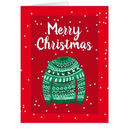 Extremely large ugly Christmas sweater fun Holiday Card