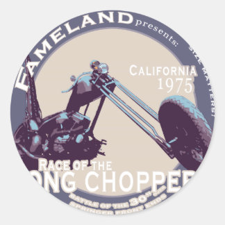 Extremely long Vintage CHOPPER Motorcycle Classic Round Sticker