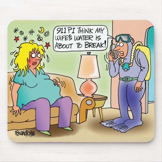 EXTREMELY PREGNANT MOUSEPAD - SCUBA DIVER HUBBY (Front)
