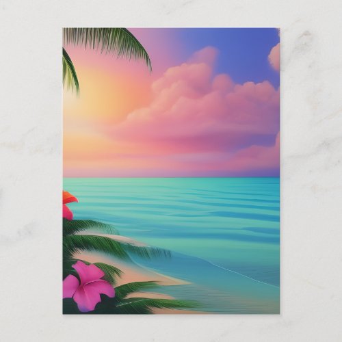 Extremely Realistic secluded Tropical Beach with  Postcard