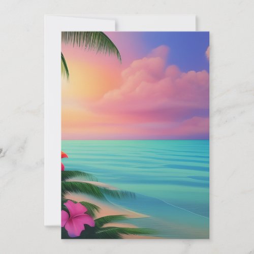 Extremely Realistic secluded Tropical Beach with  Thank You Card
