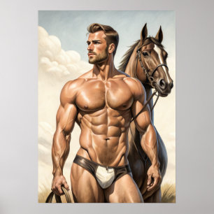 Extremelyhot dude with a horse poster