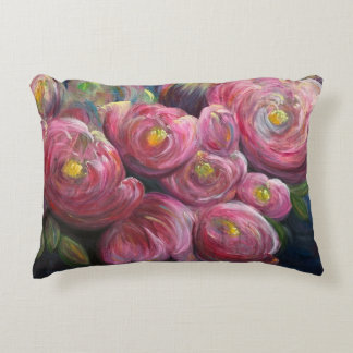 Exuberance pink flower painting accent pillow