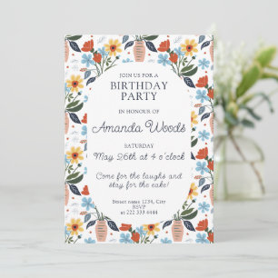 Exuberant Blossom Jubilee Birthday Invitation