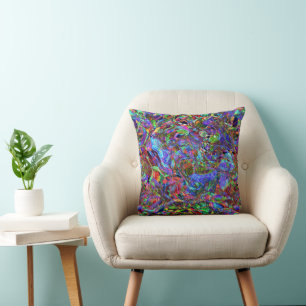 Exuberant Color Flowing Abstract Throw Pillow