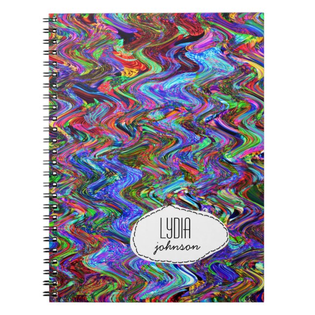 Exuberant Customized Color Zigzag Abstract Notebook (Front)