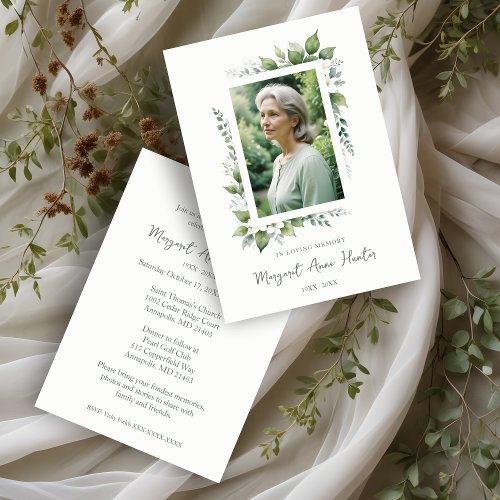 Exuberant Flower  Foliage Frame Funeral Photo Invitation