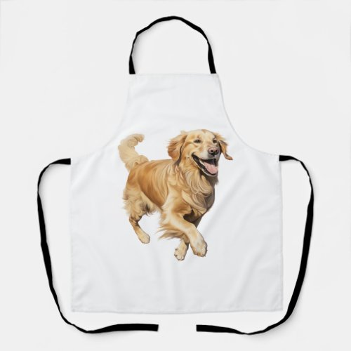 Exuberant Golden Retriever Playtime _ Dynamic Dog  Apron