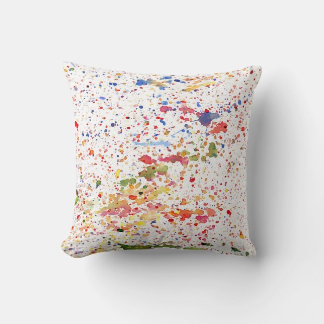 Exuberant Splatter Throw Pillow (Front)