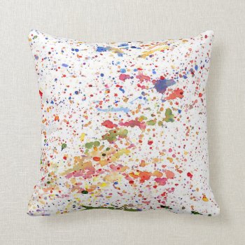 Exuberant Splatter Throw Pillow by aftermyart at Zazzle