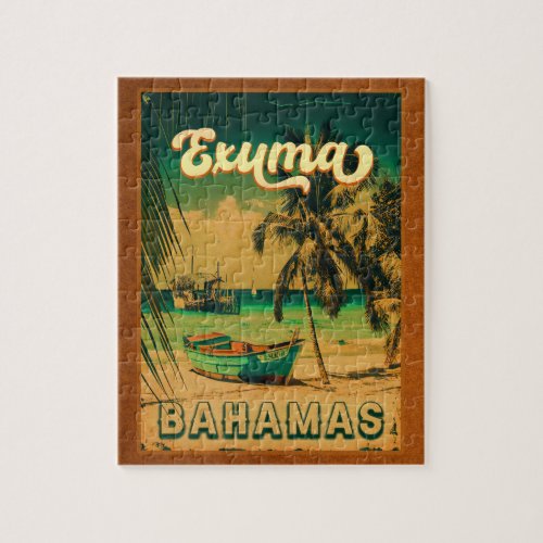 Exuma Bahamas _ Beach Vintage Retro Souvenirs Jigsaw Puzzle