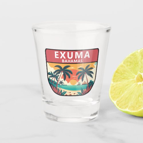 Exuma Bahamas Retro Emblem Shot Glass