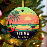 Exuma Bahamas Retro Sunset Travel Souvenir 1950s Ceramic Ornament<br><div class="desc">Exuma Bahamas Tropical Retro Sunset design. Indulge in the nostalgia of Exuma with our vintage souvenir, designed specifically for seaside vacationers. Reminiscent of a bygone era, this design encapsulates the tranquility and beauty of the cove, serving as a delightful reminder of your beachside getaway. You can customize and modify this...</div>
