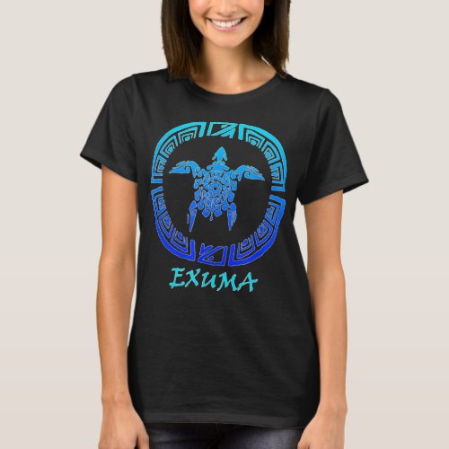 Exuma Bahamas Vintage Retro Tribal Sea Turtle Vaca T_Shirt