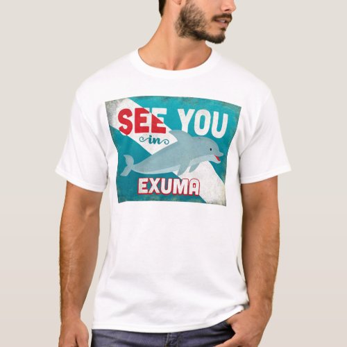 Exuma Dolphin _ Retro Vintage Travel T_Shirt