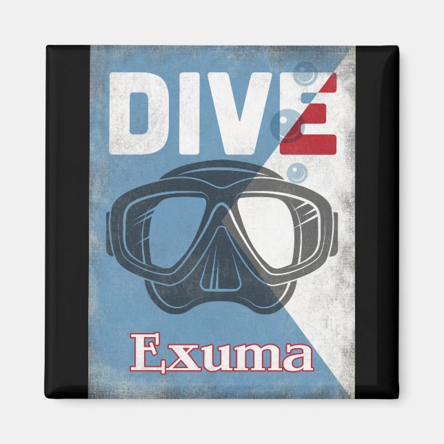 Exuma Vintage Scuba Diving Mask Magnet (Front)