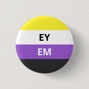 Ey/Em Pronouns Non-Binary Flag Badge Button