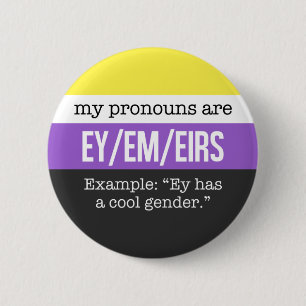 Ey/Em Pronouns – Nonbinary Flag Button