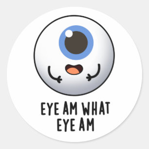 Eye Am What Eye Am Funny Eyeball Pun Classic Round Sticker